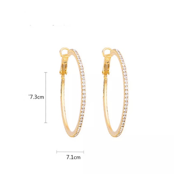 Gold Crystal Hoop Earrings - Picture 5 of 5